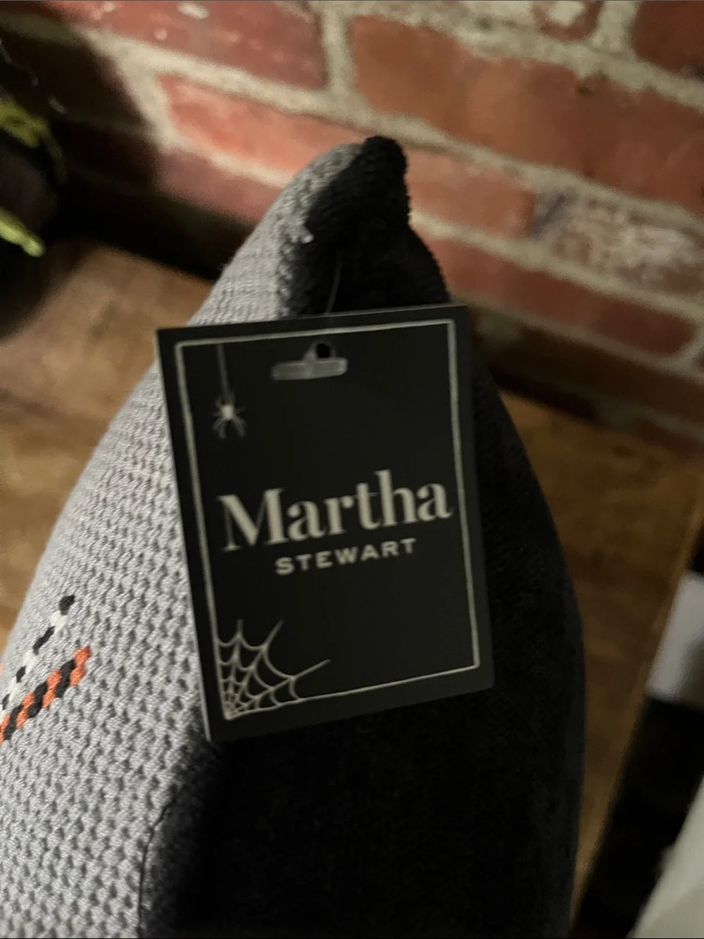 Martha Stewart Gray Halloween Cocktail Embroidered Pillow